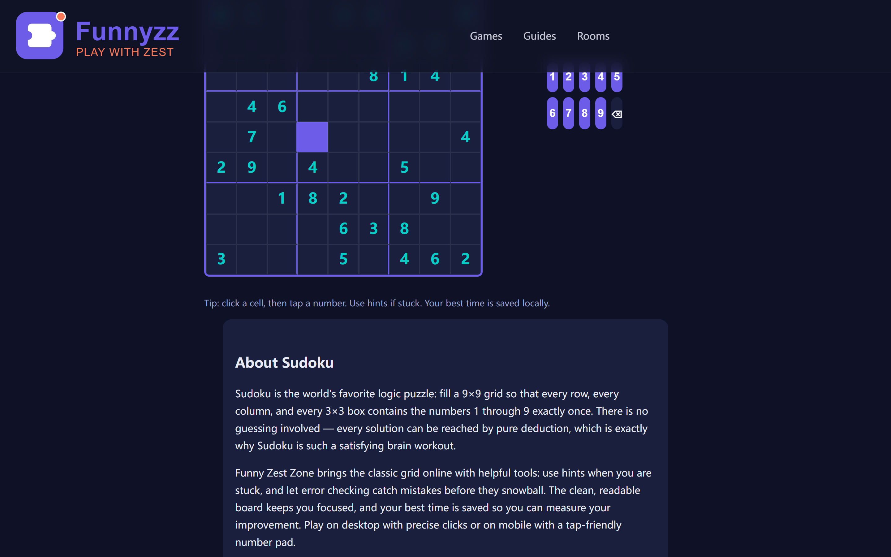 Sudoku puzzle requiring logical deduction and critical thinking